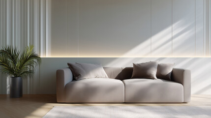Modern Minimalist Living Room with Sofa and Plant
