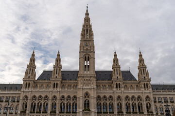 Fototapeta premium Detail of the facade of Vienna City Hall – Rathaus. Austria
