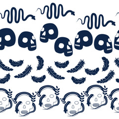 Horizontal border, set Magic and heavens seamless pattern, with magical elements Symbols of witchcraft theme