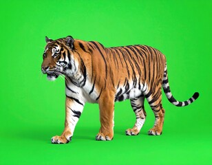 Obraz premium Tiger on green background