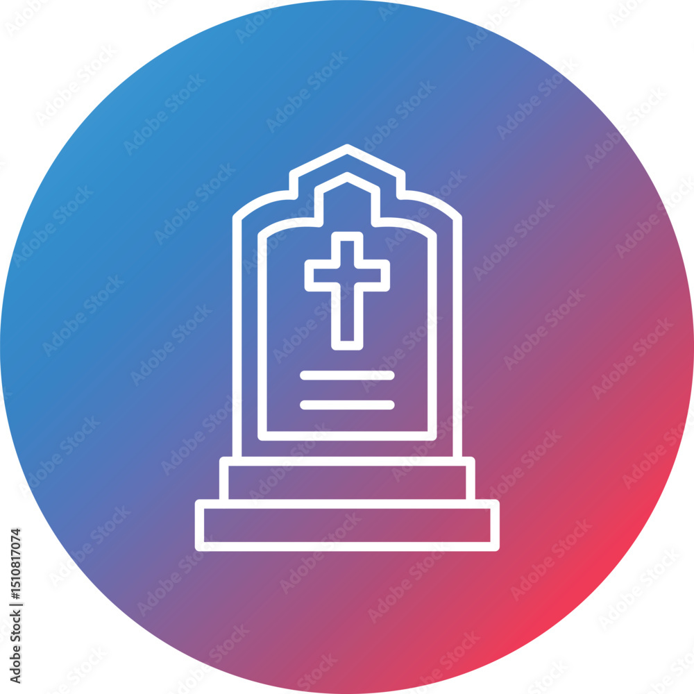 Poster tomb line gradient circle background icon