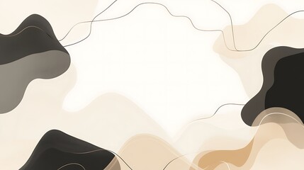 Abstract fluid shapes in beige and black