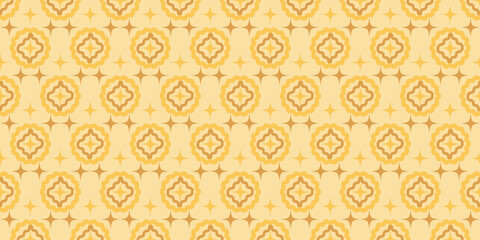 Retro Geometric Seamless Pattern in Warm Yellow Tones