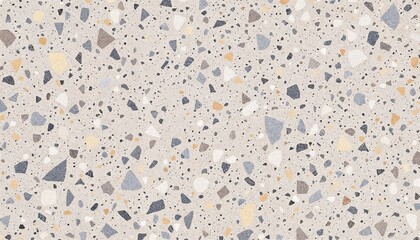 Close up of a neutral terrazzo slab showcasing a blend of colors and textures perfect for modern interior design
