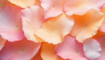 Soft pastel watercolor petals in gentle shades of pink and peach creating a serene floral background