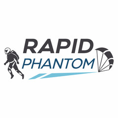 Rapid Phantom Logo with Skydiver and Parachute in Dark Gray and Blue