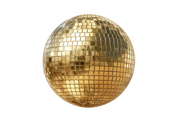 Fototapeta premium PNG Shiny golden disco ball with reflective mirror tiles