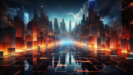 3d render abstract red blue neon background Glowing