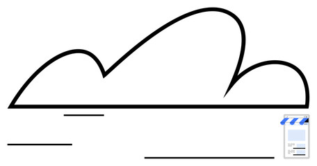 Simplified cloud with a small storefront symbolizing online storage, app marketplace, and fast digital services. Ideal for technology, innovation, cloud computing, online business, software