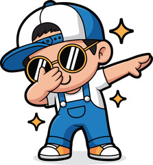 Cool Cartoon Kid Dabbing with Sunglasses