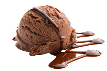 A Scoop of Chocolate Ice Cream Isolated on Transparent Background