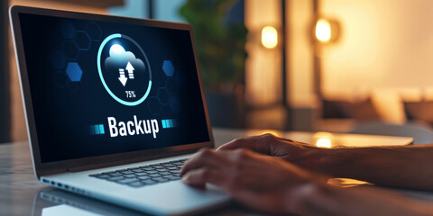 Backup Storage Data Internet Technology Business concept. Database storage cloud technology file data transfer sharing, cyber, big data information, internet banking application download upload brisk