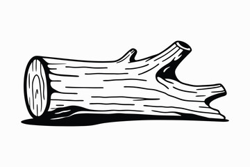 Tree Trunk Silhouette Vector Illustration Wood Design on White Background.