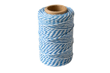 Blue Striped Cotton Baker’s Twine Spool for Crafting Isolated on Transparent Background