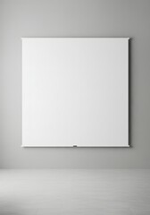 Blank White Screen Mockup on Gray Wall - Modern Interior Design