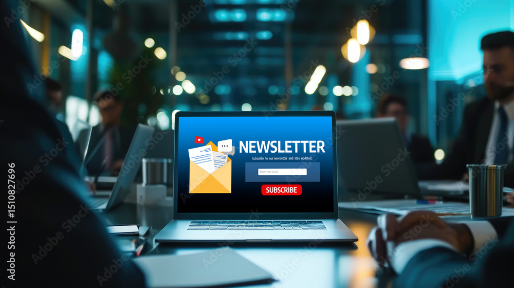 Poster newsletter signup page on computer for customer to subscribe brisk newsletter update information to 