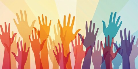DEI, Diversity equity and inclusion concept. Equity Diversity Inclusion Belonging on solid background - Inclusive Hands Abstract in Rainbow Gradient