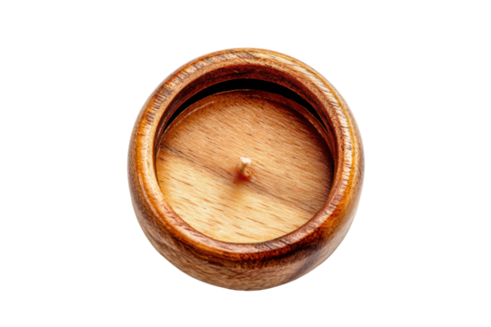 PNG Wooden tealight holder with round design on black background