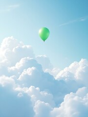 🔹 Green Balloon in the Sky 🔹
This vibrant digital artwork showcases a green balloon rising high above a soft cloudscape, evoking feelings of growth, freedom, and gentle motion. A AI-generated i