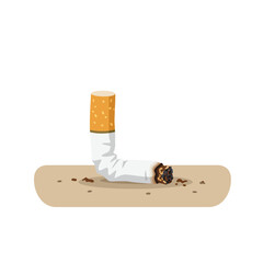 Cartoon Cigarette Butt on Ground Illustrating the Dangers of Smoking and Littering with a Simple Clean Design