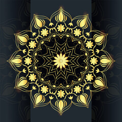 Elegant Golden Mandala Vector Art – Intricate Floral and Geometric Design
