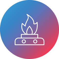 Oil Fire Line Gradient Circle Background Icon