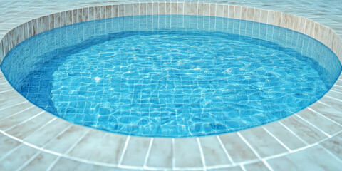 Obraz premium Close Up View of Curved Blue Pool Edge with Mosaic Tile Detail for Resort Marketing Imagery