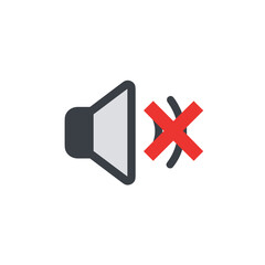 Obraz premium Speaker icon with a mute symbol in a flat design style 