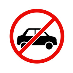No cars allowed symbol in red circle with black silhouette  