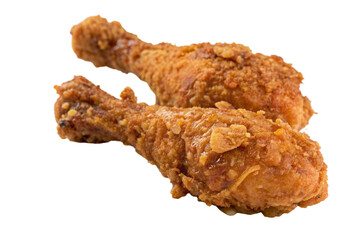 Two Pieces of Crispy Fried Chicken Golden and Tasty Isolated on Transparent Background
