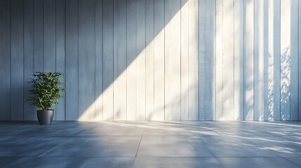 Obraz premium Empty room with sunlight, light gray walls and floor