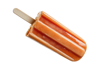 PNG Orange popsicle on stick against black background with textured surface