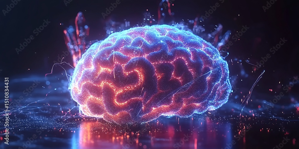 Aufkleber glowing brain neural network abstract background