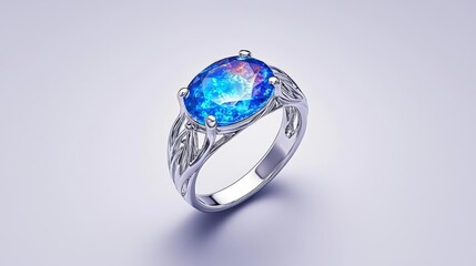 A stunning silver ring featuring a vibrant blue opal gemstone, perfect for elegant occasions and fashion statements.