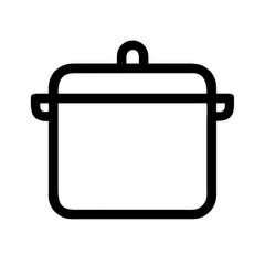 Cooking pot icon, simple line art, for culinary websites