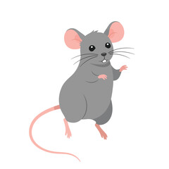 Cute Cartoon Mouse Character Standing Upright and Waving on a White Background for Children s Illustration