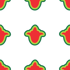 Islamic tulip, floral geometry. Tatar seamless pattern. Culture of the Tatar people, symbols of green and red