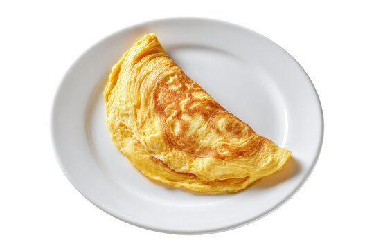 PNG Golden omelet on white plate - delicious breakfast dish