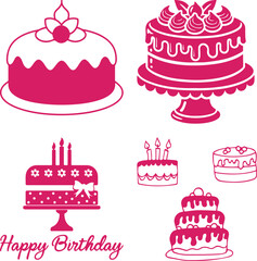 Cute seamless pattern of cartoon cupcakes and cakes with sweet decorations in a vector illustration