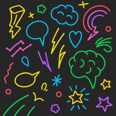 Colorful Digital Chalk Art on Blackboard – Creative EPS Illustration

