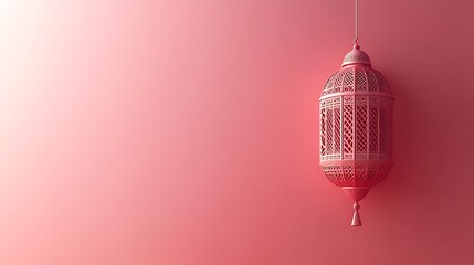 Obraz premium Elegant pink lantern against a soft pink backdrop