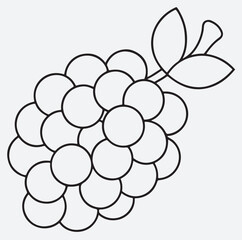 grapes line art silhouette vector art illustration, bunch of grapes vector