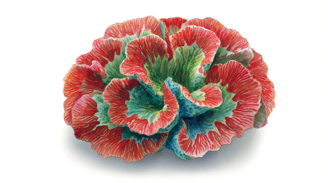 A solitary watercolor open brain coral