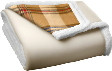 A plaid blanket isolated on a transparent background, perfect for clipart and design projects, showing detailed fabric texture and pattern
