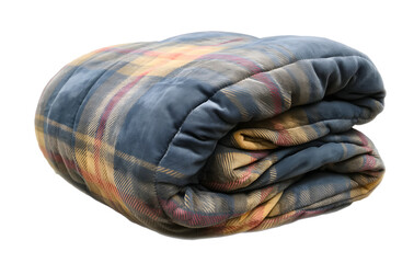 A plaid blanket isolated on a transparent background, perfect for clipart and design projects, showing detailed fabric texture and pattern
