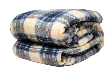 A plaid blanket isolated on a transparent background, perfect for clipart and design projects, showing detailed fabric texture and pattern
