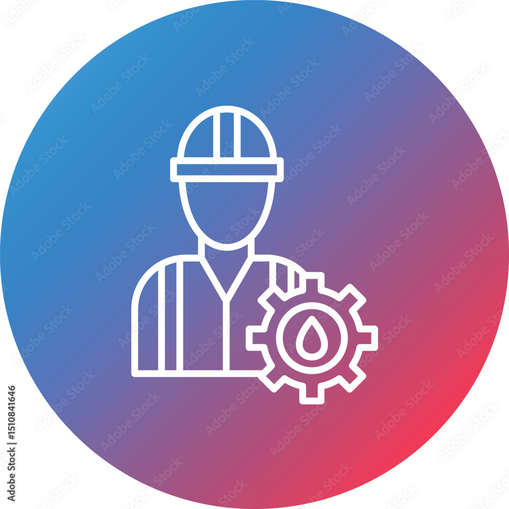 Poster engineer line gradient circle background icon