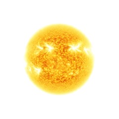 Close-up of the Sun, Bright Yellow Star, Solar Energy isolated on transparent background