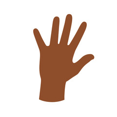 Open Hand Illustration Brown Skin Tone Isolated on White Background
