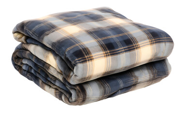 A plaid blanket isolated on a transparent background, perfect for clipart and design projects, showing detailed fabric texture and pattern
